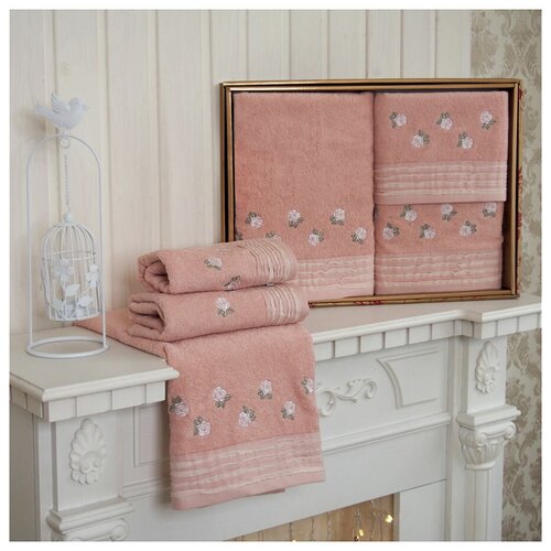 фото Tana home collection полотенце fler цвет: розовый (35x80 см, 50x90 см, 70x140 см)