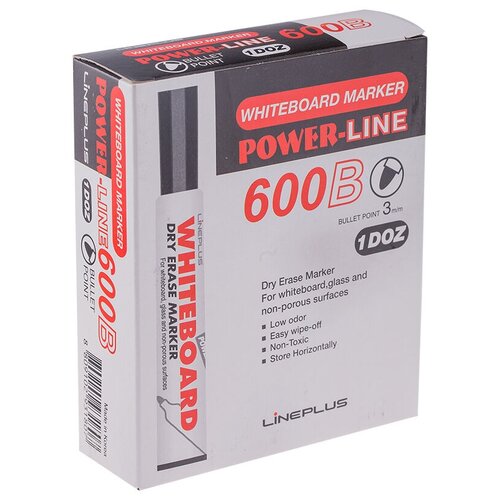 Line Plus Набор маркеров для белых досок 600B (WBM-600B), 12 шт., черный, 1 шт.