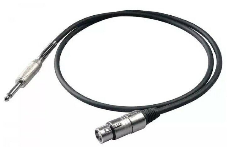 Proel BULK200LU6 микрофонный кабель, 6.3 мм Jack <-> XLR мама, 6 метров