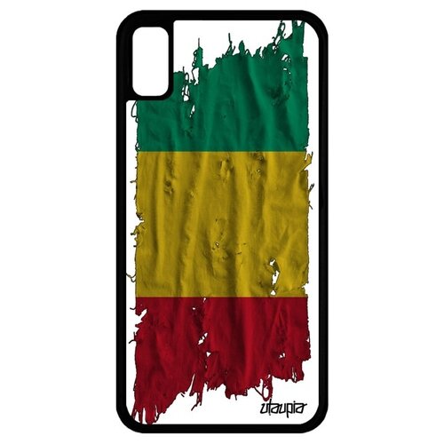фото Защитный чехол для телефона // apple iphone xr // "флаг гвинеи на ткани" страна стиль, utaupia, белый