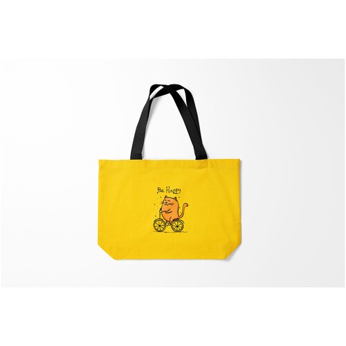 фото Сумка-шоппер / 46х35 см / популярные иллюстрации / животные be happy cat burnettie