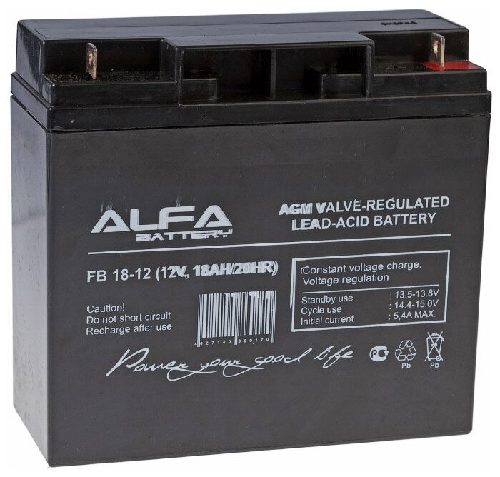 Аккумулятор ALFA BATTERY FB 18-12 (12В 18Ач клемма под болт M6)