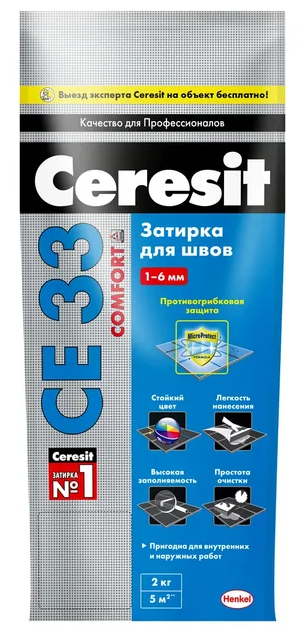 Затирка CERESIT CE 33 Comfort - Голубой 82 (2 кг) /12