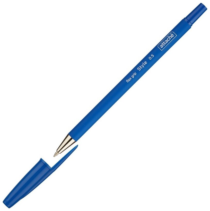 Ручка шариковая Attache Style, 0,5 мм, прорезиненный корпус, синий стержень