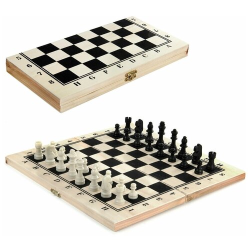 Настольная игра Шахматы, шашки, нарды (дерево, 24х24 см)