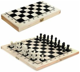 Настольная игра Шахматы, шашки, нарды (дерево, 30х30 см)