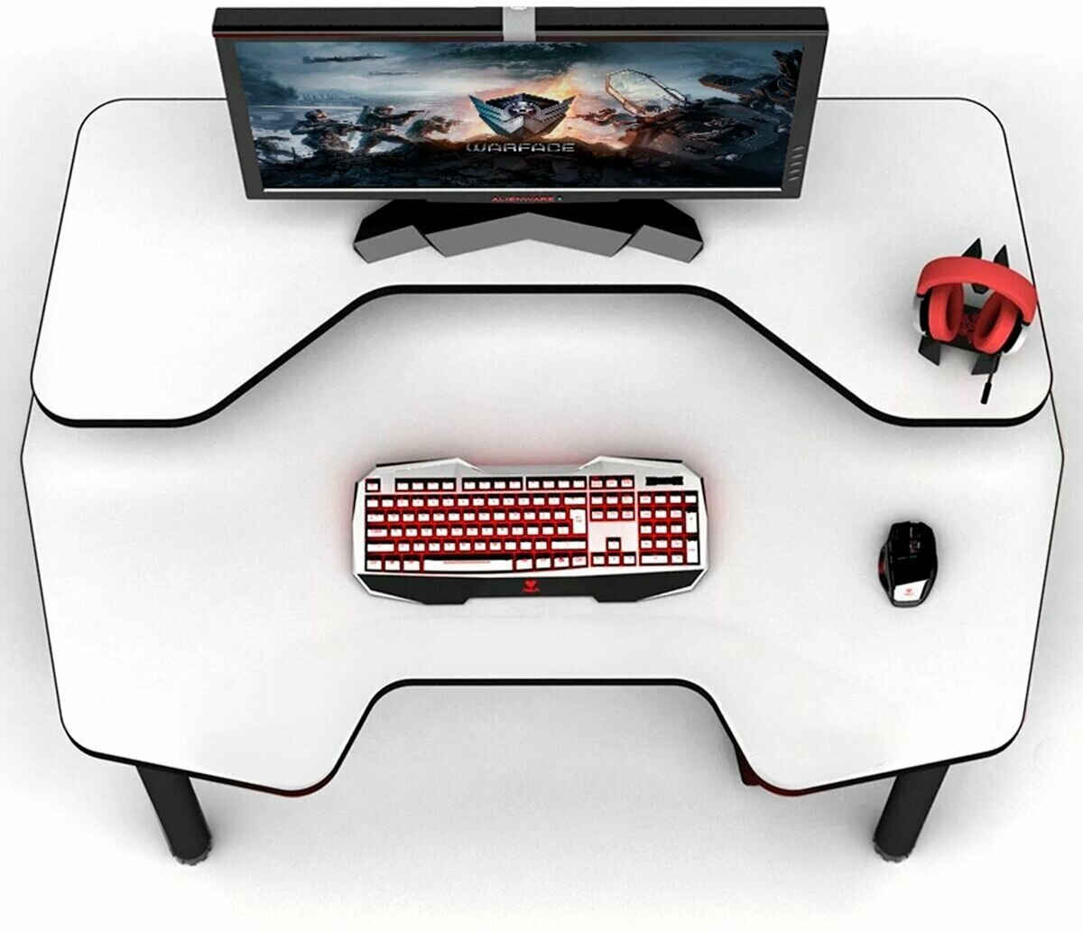 Геймерский компьютерный игровой стол и подставка под блок белый-черный / дэн-мастер / офисный, письменный стол для компьютера пк - фотография № 2