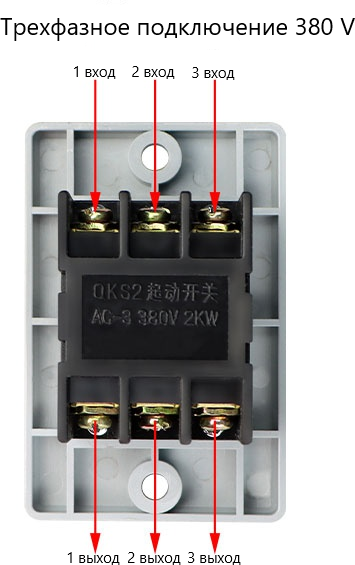 Выключатель контрольный / кнопка старта и остановки QCS1 380V 2kW 10A с резиновой прослойкой (Д) - фотография № 3