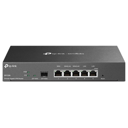 TP-Link ER7206, SafeStream™ гигабитный Multi-WAN VPN-маршрутизатор, 1 гиг. SFP-порт WAN, 1 гиг. порт WAN RJ45, 2 гигабитных порта WAN/LAN RJ45, 2 гига