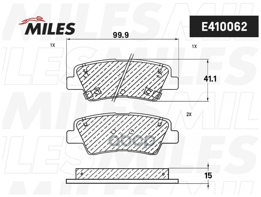 Колодки тормозные задние MILES (HYUNDAI SOLARIS I30 II I40 TUCSON(JM) KIA SOUL RIO III) E410062