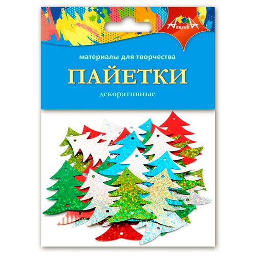 набор для творчества в коробочке елочки т1526 Апплика Пайетки для декорирования Елочки C3572-03