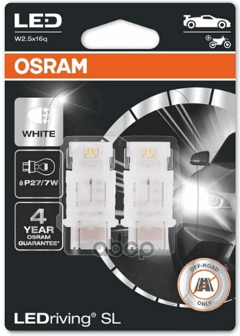 Комплект Светодиодных Ламп Блистер 2Шт 12V P27/7W 2,0W W2.5x16q Ledriving Sl (3 Поколение) Холодный Белый Свет Osram арт. 315.