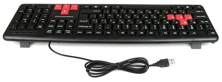 Клавиатура Nakatomi KN-02U, USB, черный/красный