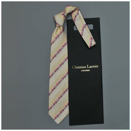 Бледно-лимонный галстук с яркими цветами Christian Lacroix 836054