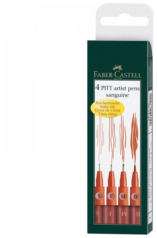 Капиллярные ручки Faber-Castell PITT® ARTIST PEN кровово-красный 4 шт. - фото №3