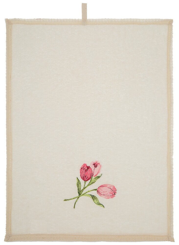 Набор полотенец тюльпан ,50х30см, махра шамп, рогожка роз. Santalino (850-453-94) - фотография № 3