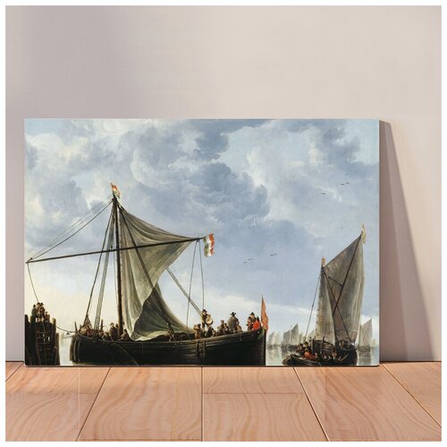фото Картина проходная лодка альберт кейп, 30x40 см, картина на холсте на деревянном подрамнике с настенным креплением вау холст