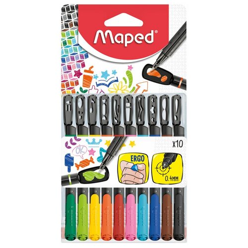 фото Набор ручек капилляр. maped graph pep`s mania (749450) в компл.:трафарет d=0.4мм 10цв.