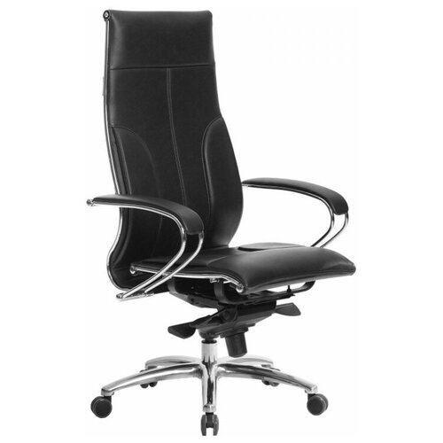 Кресло офисное метта SAMURAI Lux, кожа, регулируемое сиденье, черное