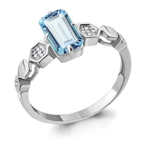 фото Серебряное кольцо aquamarine а6914288а с фианитом и турмалином diamant-online