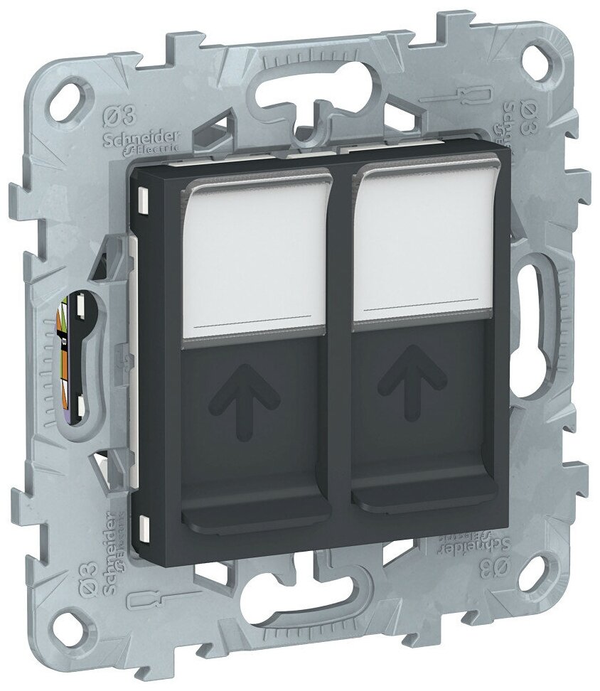 SE Unica New Антрацит Розетка компьютерная RJ45 двойная кат. 6 UTP