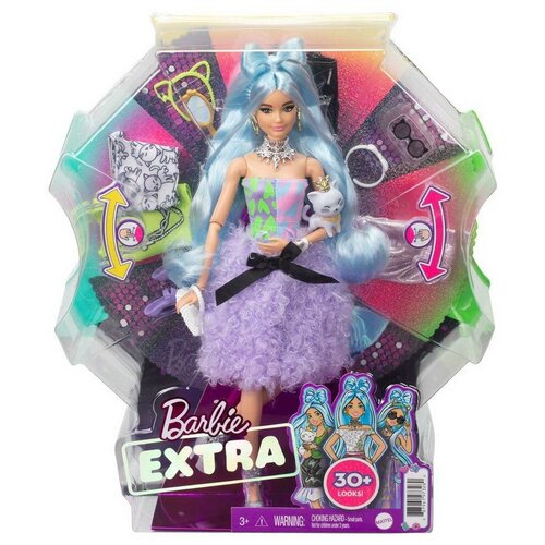фото Mattel кукла barbie «экстра со светло-голубыми волосами», с питомцем и аксессуарами