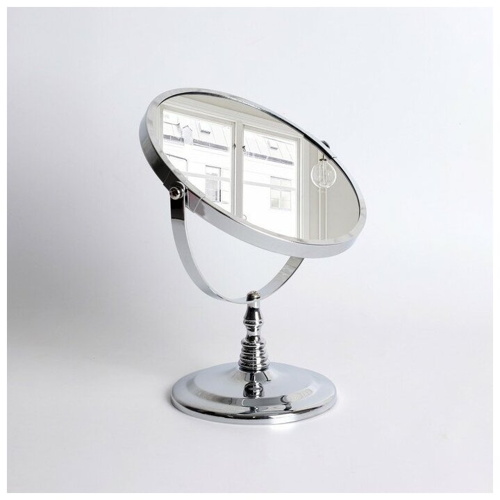 Зеркало в подарочной упаковке, двустороннее, с увеличением, d зеркальной поверхности 16 см, цвет серебристый - фотография № 4