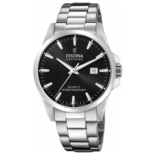 Наручные часы FESTINA Swiss Made, черный, серебряный наручные часы festina swiss made наручные часы festina swiss made 20019 женские кварцевые водонепроницаемые золотой желтый