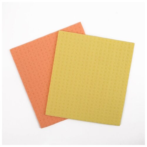 фото Набор салфеток для влажной уборки губчатые 15×17 см, целлюлоза, 2 шт mikimarket