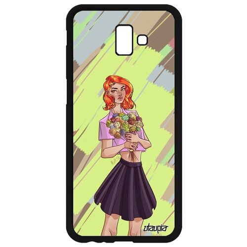 фото Противоударный чехол для мобильного // samsung galaxy j6 plus 2018 // "девушка и цветы" розы стиль, utaupia, цветной