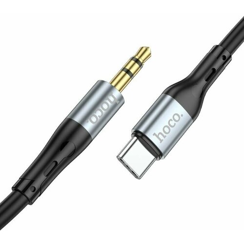 Аудио-кабель переходник с type-c на aux 3,5 1м HOCO upa22 черный aux кабель hoco upa22 100 см силиконовый черный