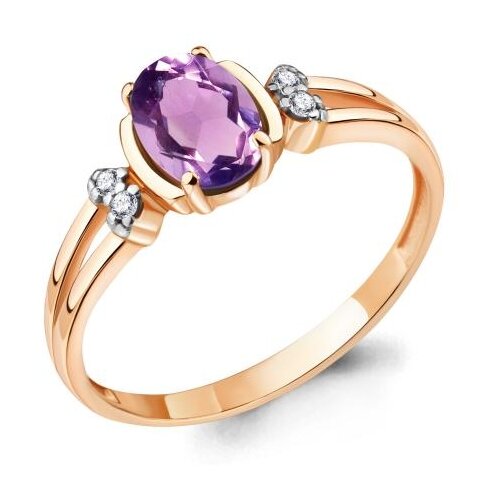 фото Кольцо из золочёного серебра aquamarine а6943104а-п с фианитом и аметистом diamant-online