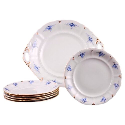 фото Набор для торта 7 предметов (27 см х 1 шт, 17 см х 6 шт) leander "соната /голубой цветок" / 158056