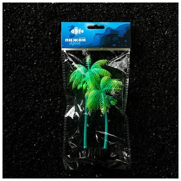 Растение аквариумное Пижон Аква искусственное, "Пальма", светящееся, 18 см, зеленое - фотография № 5