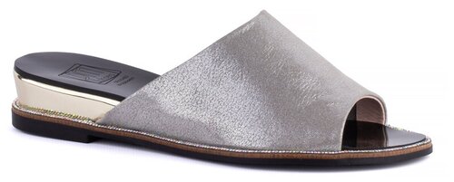 Шлепанцы  PM Shoes, натуральная кожа, полнота G, размер 40, серебряный