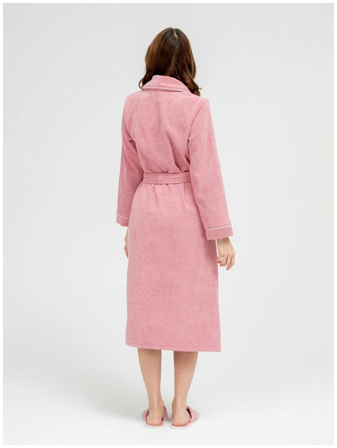 Женский махровый халат с кантом Росхалат, пудрово-розовый. Размер 50-52 - фотография № 5