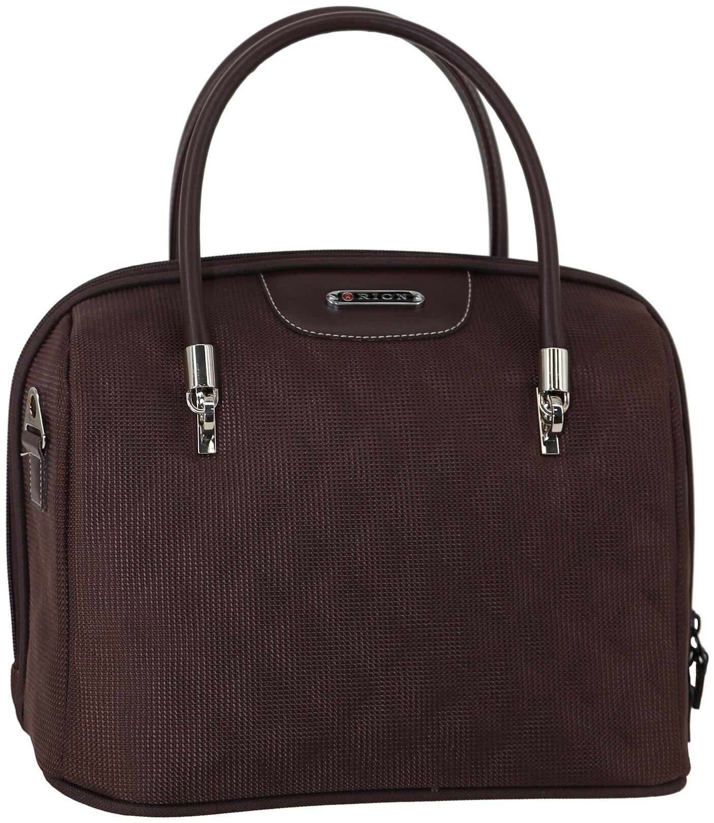 Женская дорожная сумка с ремнем на ручку чемодана Рион+ (RION+) / ручная кладь для самолета / саквояж, R246, Тканевая, 13 литров, коричневый-ромб