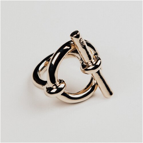 Кольцо переплетенное CXC, бижутерный сплав, золочение, размер 16.5, золотой