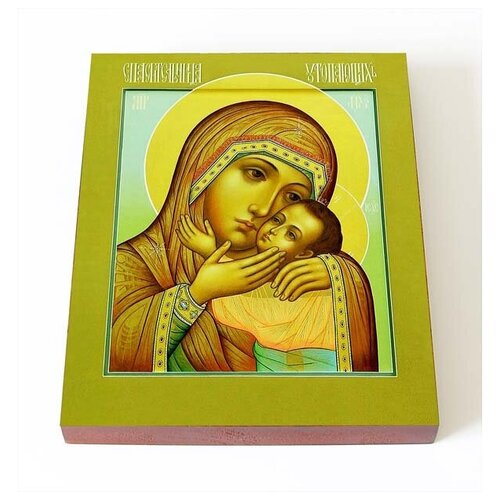 Икона Божией Матери Спасительница утопающих, печать на доске 8*10 см