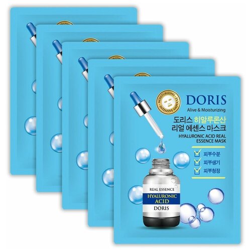 Ампульная тканевая маска для лица с гиалуроновой кислотой Doris Hyaluronic Acid Real Essence Mask 25 гр.*5 шт. Jigott