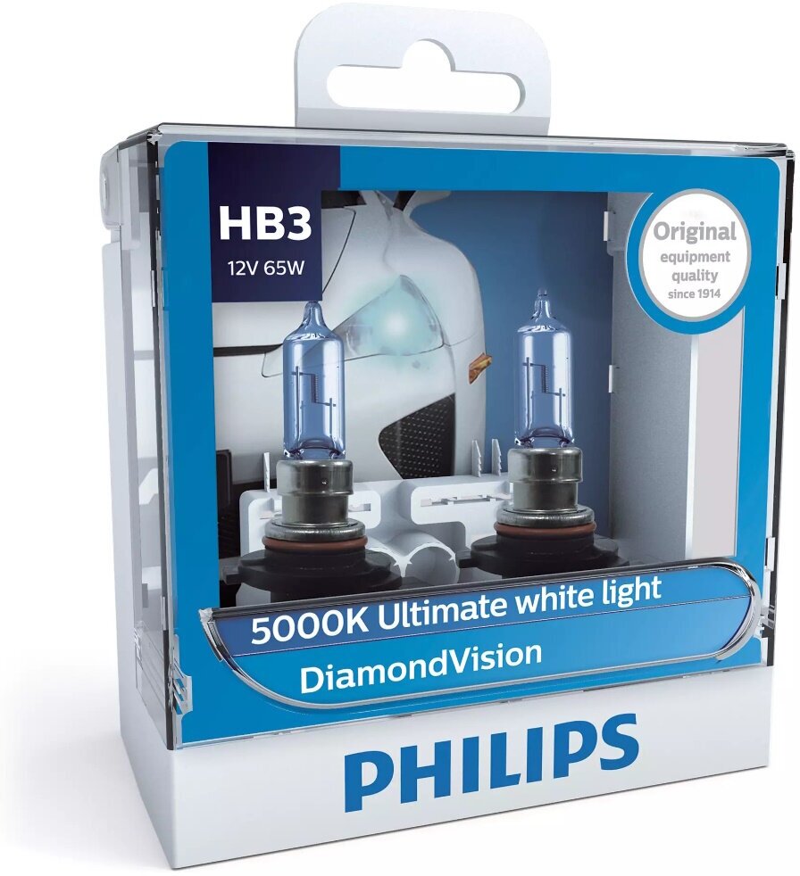 Галогенная лампа Philips HB3 DiamondVision 2 шт с QR-кодом подлинности