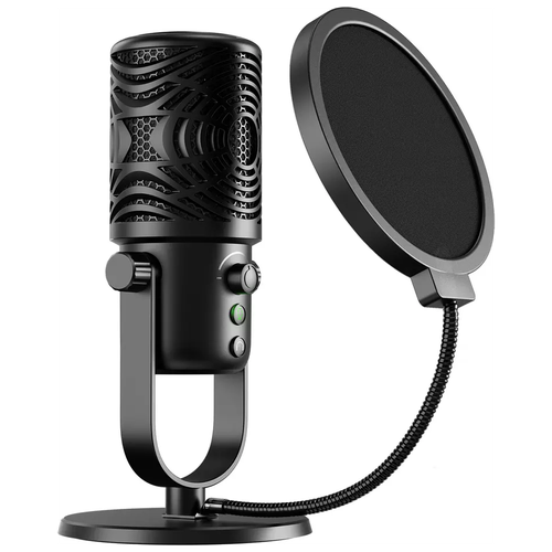 Микрофон конденсаторный настольный FM1, профессиональный, студийный, с поп-фильтром