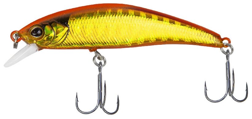 Воблер минноу на щуку/на головля/на судака/на окуня/на форель JACKALL Tricoroll Ryushin 53HW цв. sight red & gold