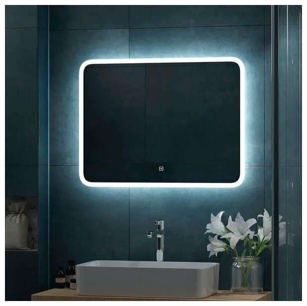 Зеркало для ванной с сенсорной регулируемой подсветкой BelBagno / VAIDIRI V0001LZ6/80 см х 60 см