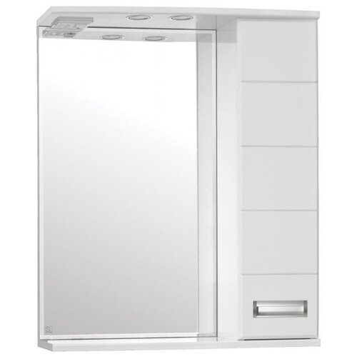 Зеркало со шкафом Style Line Ирис 65 С с подсветкой Белый глянец