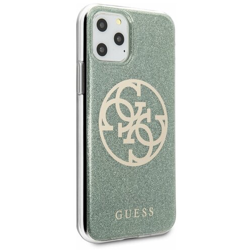 фото Чехол guess для iphone 11 pro max 4g circle logo hard pc/tpu glitter green