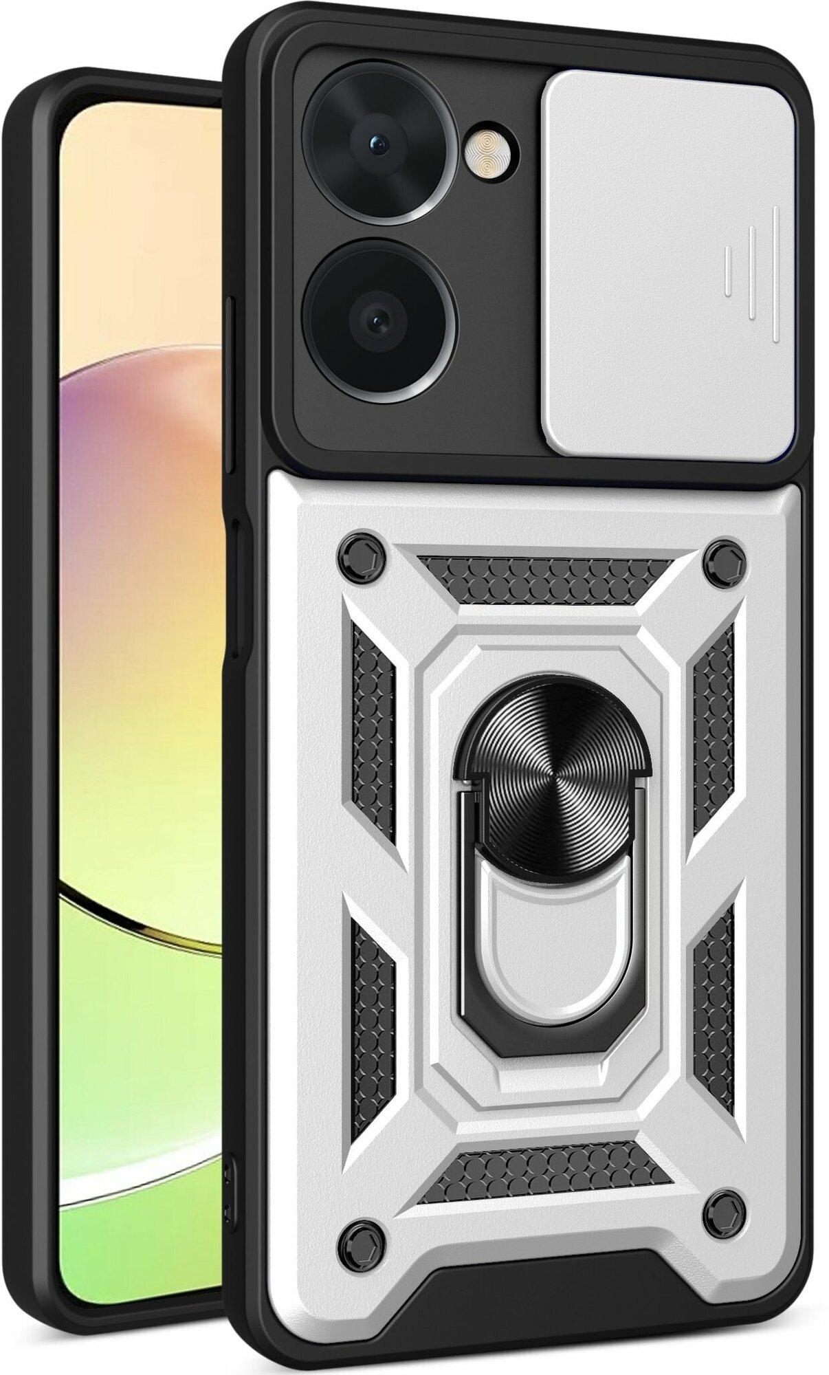 Чехол противоударный для Realme C33 / Реалми С33 с защитой камеры armors (Серебристый)