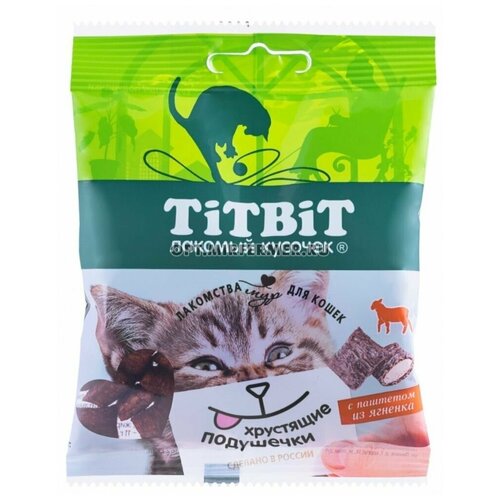 TiTBiT 0,03кг хрустящие подушечки для кошек с паштетом из ягненка