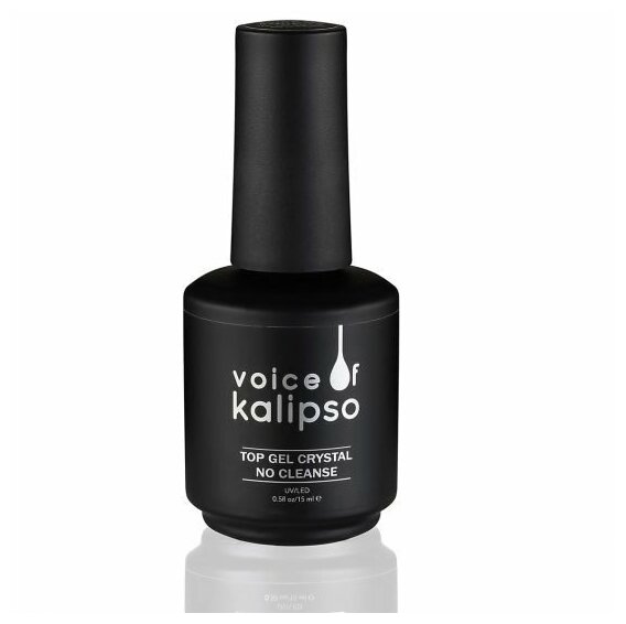 Voice of Kalipso Top Gel Crystal No Cleanse Ультраглянцевое верхнее покрытие для гель-лака без липкого слоя, 15 мл