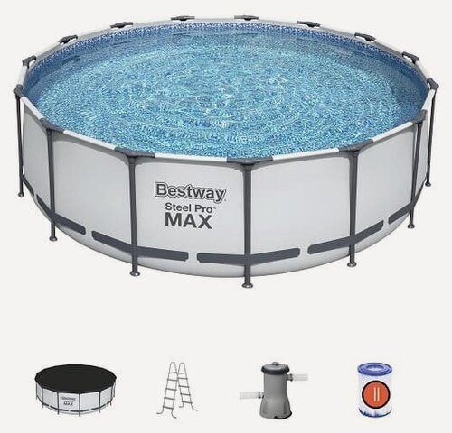 Изображение товара Бассейн каркасный (BESTWAY, фильтр + насос 3028 л/ч, лест, 457 х 122 см, 16015 л, 56438 BW)